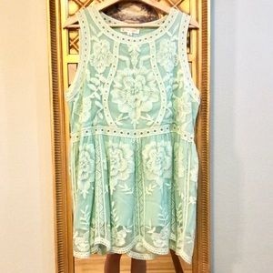 NWT L Aqua/Turquoise FSL Apparel Lace Tank Top
